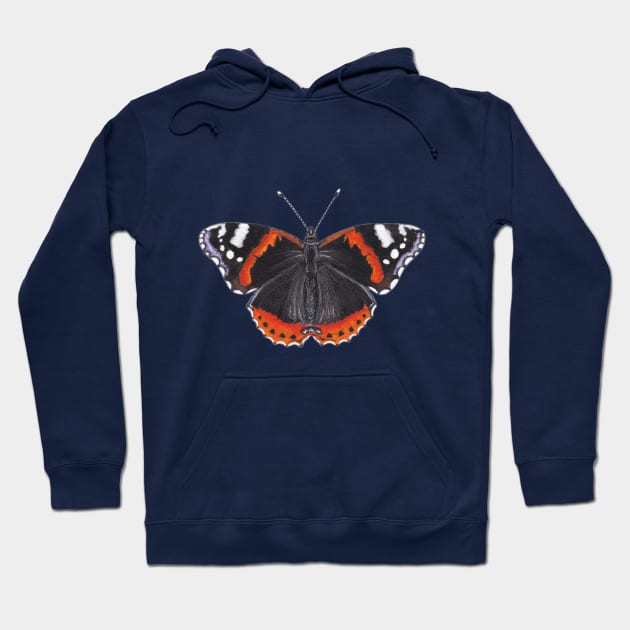 Red Admiral butterfly Hoodie by WhileIWonder